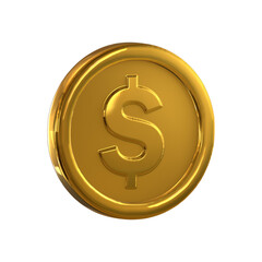 3D Gold Dollar Coin with side view.