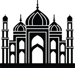 Intricate Line Art of Mosque Facade vector silhouette illustration