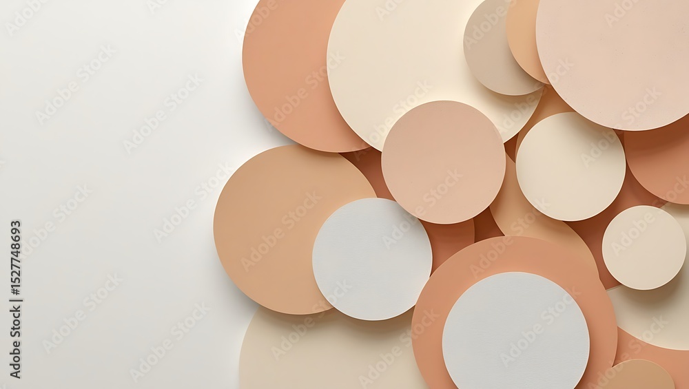 Poster abstract background with overlapping neutral circles in beige and peach tones