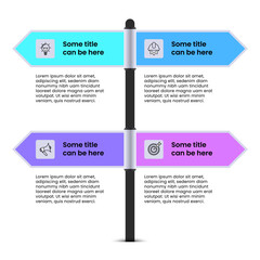 Infographic template. Signpost with icons and 4 steps
