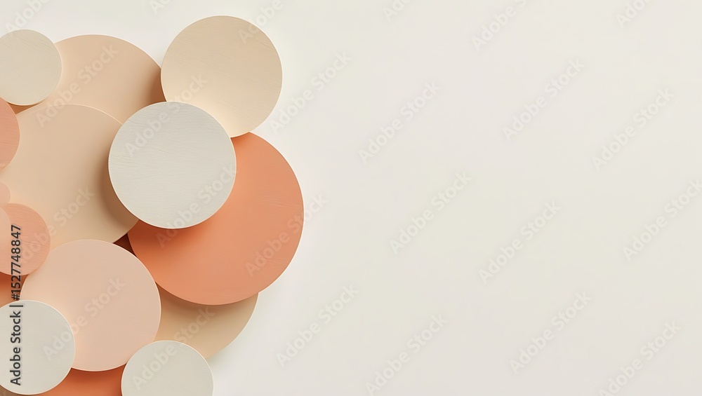 Poster abstract background with overlapping pastel circles in beige and peach tones