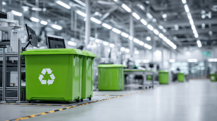 Zero-waste bin system in a smart factory floor, responsible production idea