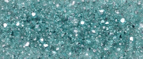 A textured surface featuring a mix of turquoise and silver particles, creating an abstract design that conveys elegance and depth.