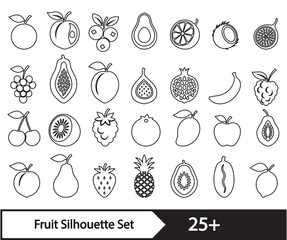 Minimal Fruit Outline Icon Set – 25+ Simple Line Art Vector Fruits