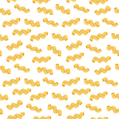 Seamless pattern with cavatappi pasta. Minimal italian mediterranean food background. Macaroni pasta illustration. Fabric textile print. Surface cover design.