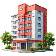Modern Hospital Building Exterior Design Emergency Healthcare Facility on transparent background