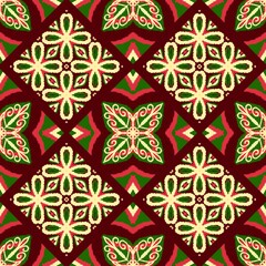 Fototapeta premium Ethnic Oriental Ikat Seamless Pattern Traditional Design for Background, Carpet, Wallpaper, Clothing, Wrapping, Batik, Fabric, Kebaya, JPEG Illustration. Embroidery Style