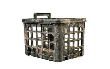 Dirty plastic basket with a handle