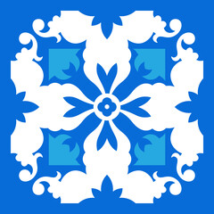 Elegant blue and white tile pattern home decorative - Vector, Illustration.