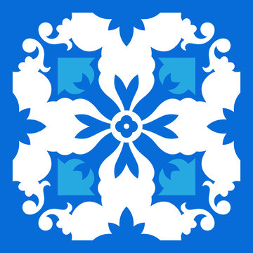Elegant blue and white tile pattern home decorative - Vector, Illustration.