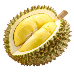 Opened Durian Fruit  Isolated On White Or Transparent png

