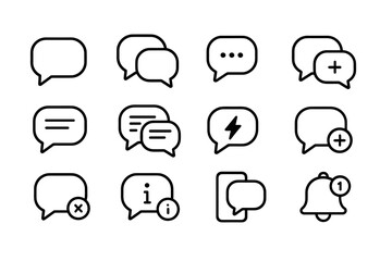 Fototapeta premium Set of communication icons: chat bubbles, notifications, information symbols