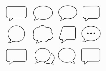 Obraz premium Various speech bubbles collection in black outline style
