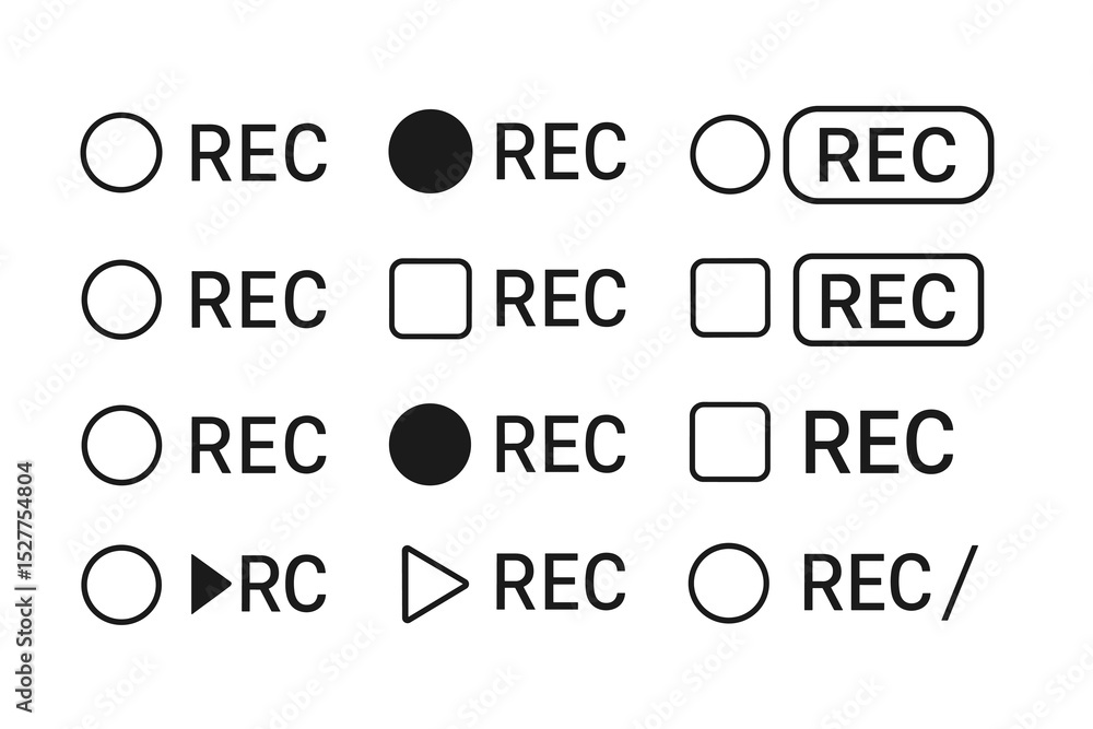Poster variety of recording icons with different styles and shapes