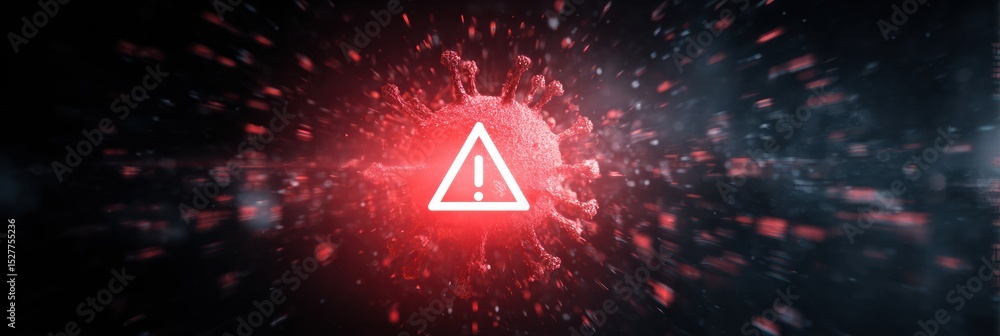 Poster Antivirus Alert Disrupts Dark Screen With Glitch Sparks During System Scan in a Digital Environment