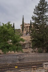 Athens May 23, 2025, Monastyraki area. Ancient Greek ruins of the Acropolis and its surroundings....