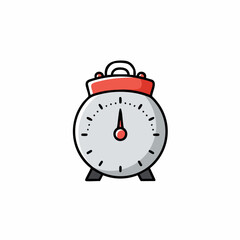 Simple grey and red alarm clock illustration