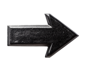 Directional arrow for navigation and signage purposes, cut out transparent