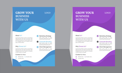 Modern Business Flyer Design – Corporate Marketing & Branding Templates in Blue and Purple.