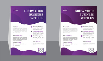 Professional Business Flyer Design in Purple – Corporate Marketing Bifold Brochure Template