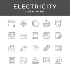 Electricity Line Icon Set Power Energy Symbols