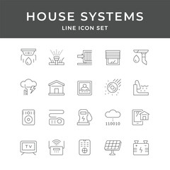 Smart Home Systems Line Icons Set Modern House Technology Illustrations
