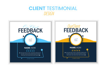 Modern Client Testimonial Social Media Template | Feedback Review Layout Design