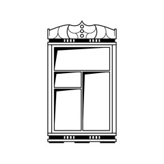 Abstract Black Simple Line Doodle Outline Window For Buildings Element Vector Design Style Sketch Isolated On White Backgorund Illustration