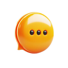 Fototapeta premium Chat Bubble Icon Glossy Orange Communication Design Element Message Symbol on transparent background