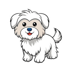 Fototapeta premium Adorable cartoon illustration of a smiling maltese dog with fluffy white fur and happy expression