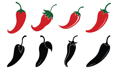 Beautiful Chili Pepper Silhouette Bundle for Spicy Cooking Print and Craft Designs