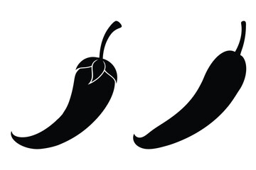hot Chili Pepper Silhouette vector with white Background