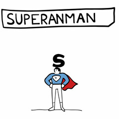 Superman stands with his hands on his hips.