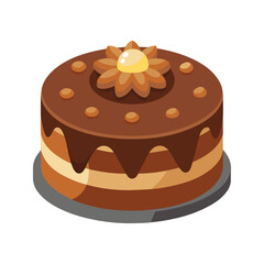 Delicious layered chocolate cake decorated with a flower for celebratory events and desserts.
