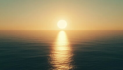 Golden sunset over a still ocean