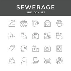 Sewage System Line Icons Set Graphic Design Resource for Wastewater Management