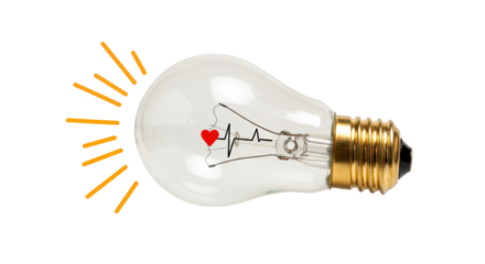 Isolated Light Bulb with Heart Rate