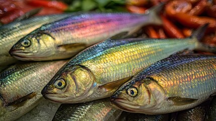 Obraz premium Fresh Ilish Fish Swimming in a School Underwater