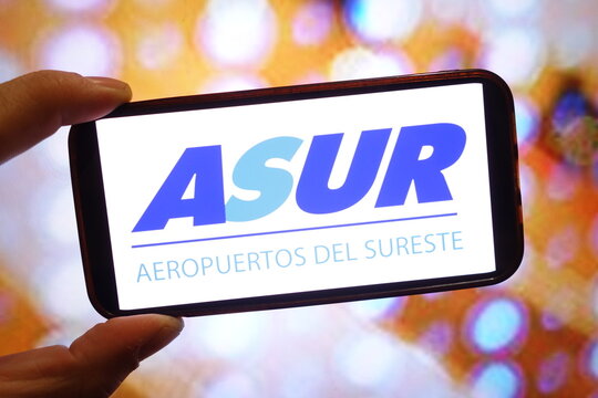 Konskie, Poland - February 20, 2025: Grupo Aeroportuario del Sureste company logo displayed on mobile phone