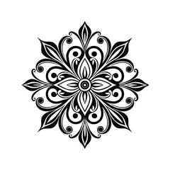 Elegant black and white floral mandala design perfect for decorative and artistic projects