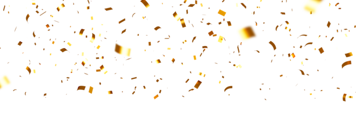 falling gold confetti and streamers seamless pattern on transparent background
