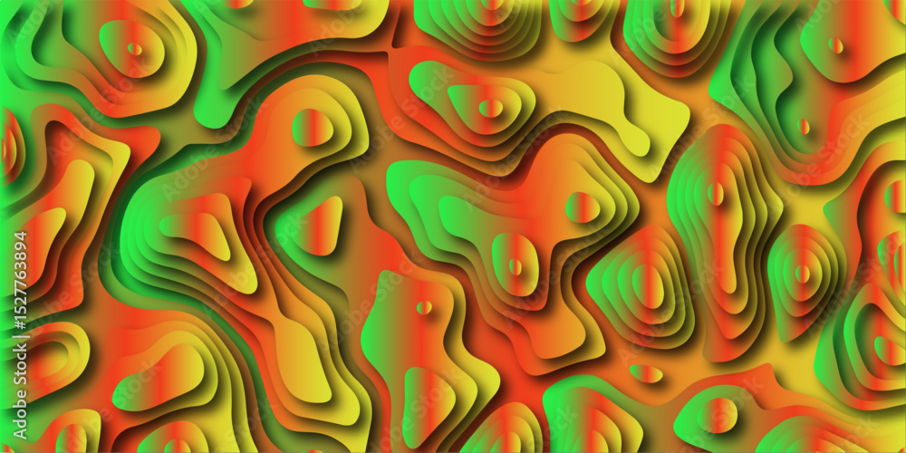 Poster abstract gradient background with layered 3d effect displaying green yellow and orange hues perfect 