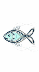 Abstract Line Art Fish with Pastel Colors - Modern Marine Design
