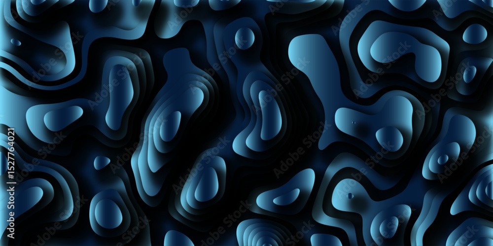 Poster abstract fluid blue and black textured background with layered contours creates a dynamic and artist