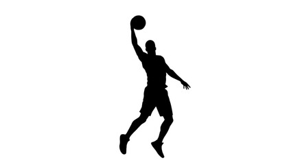 Obraz premium Basketball player silhouette performing a slam dunk
