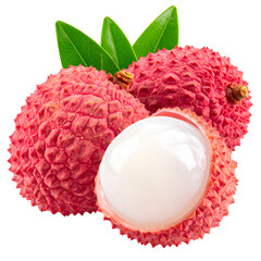 Fresh Lychee Fruit with Slice  Isolated On White Or Transparent png