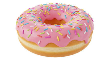 Isolated Donut with Pink Glaze