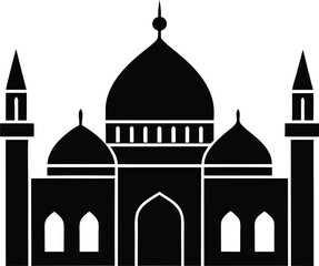 Mosque in Minimal Gold and White Palette vector silhouette illustration