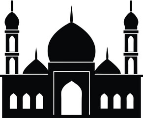 Tunisian Mosque with White Minarets vector silhouette illustration