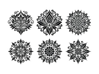 Obraz premium Elegant black and white floral ornament designs ideal for decorative graphic elements